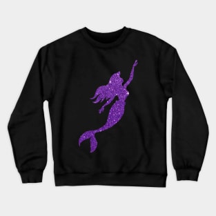 Purple Faux Glitter Mermaid Silhouette Crewneck Sweatshirt
